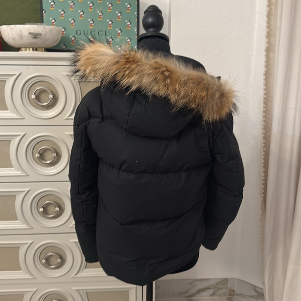 Sandro puffer with real raccoon fur